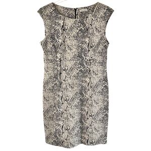 Calvin Klein Snakeskin Dress, Size L Large, Cream, Black & Grey‎ Knit Midi